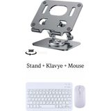 iPad Pro 12.9 4.5.6 Nesil Uyumlu Stand Klavye ve Mouse Set - Beyaz