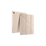 iPad Pro 13 2024 Uyumlu Kalem Bölmeli Akıllı Uyku Modlu Trifolding A2925 / A2926 Tablet Kılıfı - Gold