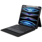 iPad Pro 13 M4 2024 Uyumlu Klavyeli Kılıf Standlı Bluetooth Klavye Trackpad Keyboard - Yok - Siyah