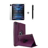 İpad Pro 4. Nesil M2 2022 11 Inç 360° Dönebilen Standlı Tablet Kılıfı Ekran Koruyucu Ve Kalem Seti Mor