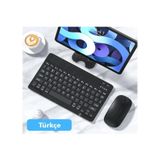 iPad Pro M4 11" 2024 Tablet İçin Uyumlu Slim Şarjlı Türkçe Bluetooth Klavye ve Mouse Seti