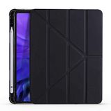 iPad Uyumlu Air 10.9 İnç 4. Nesil Fuchsia Trifolding Kalemlikli Tablet Kılıfi siyah