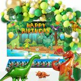 iPartycool Dinozor Parti Süslemeleri, 113 adet Dinozor Doğum Günü Balonları Kemer Çelenk 3D Dinozor Balonları Arka Plan Masa Örtüsü Farklı Boyutlarda Balonlar Yapraklar Pompa Parti Malzemeleri