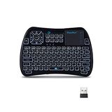 iPazzPort Arkadan Aydınlatmalı Mini Klavye Bluetooth Touchpad, Mini 2,4 Ghz Klavye Şarj Edilebilir, IR Öğrenme Uzaktan Klavyesi, Google/Android TV Kutusu için, Raspberry Pi, Smart TV KP-61SM