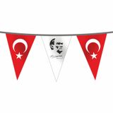 İpe Dizili Süsleme Üçgen Ata ve Türk Bayrağı 100 metre