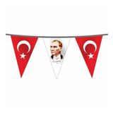 İpe Dizili Süsleme Üçgen Ata Ve Türk Bayrağı 25 Metre