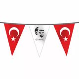 İpe Dizili Süsleme Üçgen Ata ve Türk Bayrağı 50 metre