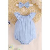 İpek Atlas Kız Bebek ve Çocuk Bandanalı Müslin Kumaş Tulum - 04G-Mavi - 3 Yaş