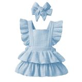 ipek atlas Kız Bebek Ve Çocuk Fırfırlı Müslin Elbise (Mavi, 4 Yaş)