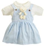 ipek atlas Kız Bebek ve Çocuk Müslin Kumaş Oyuncak Ayıcıklı Kısa Kollu Elbise (Mavi, 9 Ay)