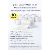 İpek Flaster 10 Cm X 5 M 10 Adet Medikal Sabitleme Bandı Hipoalerjenik Yapışkanlı Cerrahi Flaster
