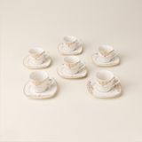 İpek Ipek Cream 12 Parça 6 Kişilik Kahve Fincan Takımı - Krem - 90 ml - Montajsız