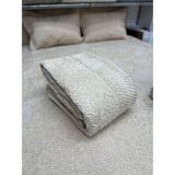 Ipek Kadife Kapitoneli Yatak Örtüsü Takımı - 2'li Yastık Kılıfı - Bej - 240 x 250 cm
