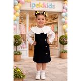 İPEK KİDS Ipekkids Kız Çocuk Kot Salopet Jile Poplin Gömlek Kombin
