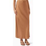 Ipek Maxi Etek Mat Mulberry Ipek, Yüksek Bel, A Form Açık Kahverengi