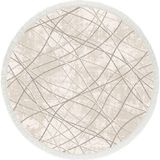 Ipek Mekik Halı Ipek Halı Sardes 6111A Yuvarlak Kesim Salon, Mutfak, Oturma Odası, Çocuk Odası Halisi - Açık Krem - 160 x 160 cm