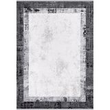 Ipek Mekik Halı Roxanne 17107 Antrasit Çerçeveli Yumuşak Dokulu Spor Halı - 100 x 300 cm - Antrasit - Açık Gri