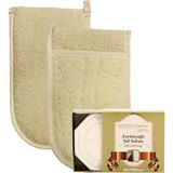 İpek Naturel Ipek Naturel Kabak Lifi Kese Çift Taraflı El Geçmeli 2 Adet + Zeytinyağlı Sabun Banyo Hamam Seti