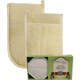 Ipek Naturel Kabak Lifi Kese Çift Taraflı El Geçmeli + Aloe Vera (Aloevera) Sabunu Banyo Hamam Kesesi Spa Seti