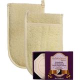 Ipek Naturel Kabak Lifi Kese Çift Taraflı El Geçmeli + Karaüzüm At Kestanesi Sabunu Banyo Hamam Kesesi Spa Seti