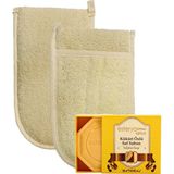Ipek Naturel Kabak Lifi Kese Çift Taraflı El Geçmeli + Kükürt Sabunu Banyo Hamam Kesesi Spa Seti