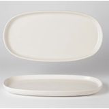 İpek Porselen 6 Kişilik Nodric Kenar Oval Kayık Salata Tabağı 25cm Krem Rengi
