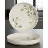 İpek Porselen 6 Kişilik Nodric Kenar Toledo Yemek Tabağı 18,5cm Freesia Desen - 225 ml - Krem