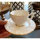 Ipek Porselen Işlemeli Gold Yaldızlı Fincan Takımı - Sarı - Beyaz