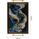 İpek Porselen Mermer Desenli 40X28CM Metal Kulplu Lüks Sunum ve Servis Tepsisi