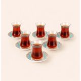 İpek Safir Çizgi Turkuaz 6 Kişilik Çay Seti