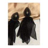 Ipek Şal & Suni Inci El Yapımı Tasarım Küpe - Model Izmir, Siyah NFS12570026