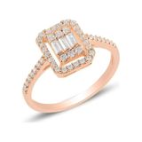 İpek Silver 925 Ayar Gümüş Baget Taşlı Kadın Yüzük Rose Gold