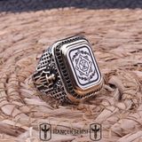 İpek Silver 925 Ayar Gümüş Oğuz Kağan Mührü Desenli Erkek Yüzük