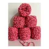 İPEK YÜN İPLİK DÜNYASI Akrilik Örgü İpi (Çok Renkli,Neon Pembe Ponpon) Karışım 100gr