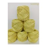 İPEK YÜN İPLİK DÜNYASI Koton Pamuk Bükümlü Örgü İpi (Limon Sarı,Gold Pul) 100gr