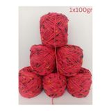 İPEK YÜN İPLİK DÜNYASI Pamuk Akrilik Örgü İpi (Koyu Yavruağzı,Pembe,Ponpon) 100gr
