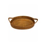 ipekbambuhome El Örgüsü Rattan Oval Kulplu Sunum Tepsisi 40x30 cm – Dekoratif Hasır Servis Tepsisi