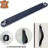 İpekbazaar 2 Adet Hakiki Deri Modern Çekmece Dolap Kulpu, Deri Kulp, Mobilya Banyo Mutfak Dolabı Kulpları - 20 cm - Siyah