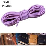 İpekbazaar 3 mm Yuvarlak Lastik Ip 2 Mt, Defter Ajanda Kılıfı Sabitleme, Hobi, Dikiş, Bel ve Paça Lastiği - Standart - Simli Pembe