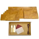 Ipekbazaar El Yapımı Deri Cüzdan DIY Seti, Bordo Renk, Kendin Yap Erkek Cüzdan (KUTULU DIY SET, Camel)