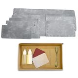 Ipekbazaar El Yapımı Deri Cüzdan DIY Seti, Bordo Renk, Kendin Yap Erkek Cüzdan (KUTULU DIY SET, Gri)