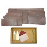 Ipekbazaar El Yapımı Deri Cüzdan DIY Seti, Bordo Renk, Kendin Yap Erkek Cüzdan (KUTULU DIY SET, Kahve)