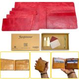 Ipekbazaar El Yapımı Deri Cüzdan DIY Seti, Bordo Renk, Kendin Yap Erkek Cüzdan (KUTULU DIY SET, Kırmızı)