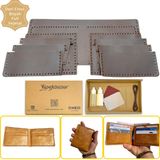 Ipekbazaar El Yapımı Deri Cüzdan DIY Seti, Bordo Renk, Kendin Yap Erkek Cüzdan (KUTULU DIY SET, Koyu Kahve)