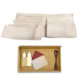 Ipekbazaar El Yapımı Deri Cüzdan DIY Seti, Bordo Renk, Kendin Yap Erkek Cüzdan (KUTULU DIY SET, Naturel)