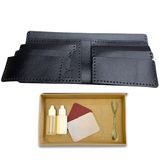 Ipekbazaar El Yapımı Deri Cüzdan DIY Seti, Bordo Renk, Kendin Yap Erkek Cüzdan (KUTULU DIY SET, Siyah)