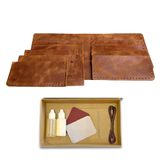 Ipekbazaar El Yapımı Deri Cüzdan DIY Seti, Bordo Renk, Kendin Yap Erkek Cüzdan (KUTULU DIY SET, Taba)