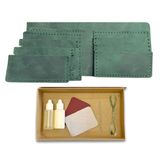 Ipekbazaar El Yapımı Deri Cüzdan DIY Seti, Bordo Renk, Kendin Yap Erkek Cüzdan (KUTULU DIY SET, Yeşil)