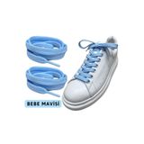 ipekbazaar Exclusice 120 Cm BebeMavi Yassı Spor Ayakkabı Bağcığı, Çift Katmanlı Örgülü Sneakers Bağcık, 1 Çift