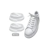 ipekbazaar Exclusice 120 Cm Beyaz Yassı Spor Ayakkabı Bağcığı, Çift Katmanlı Örgülü Sneakers Bağcık, 1 Çift
